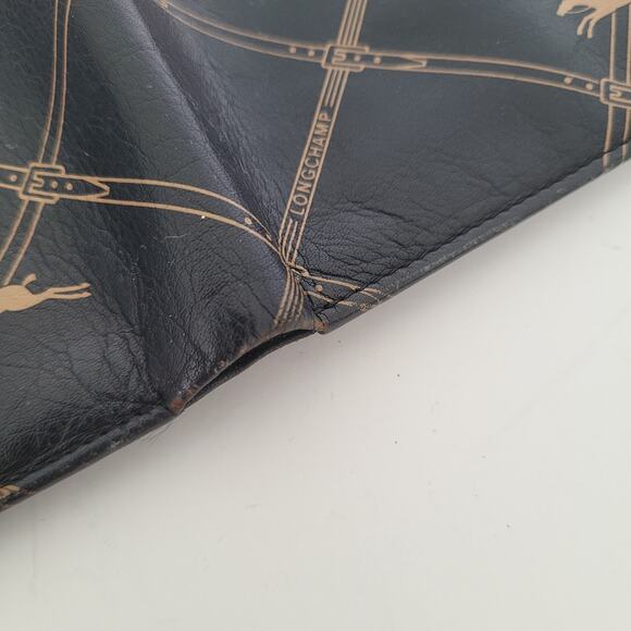 Longchamp Mens Wallet Brown Bifold Leather Folding Medium Logo Vintage Designer - Picture 9 of 9